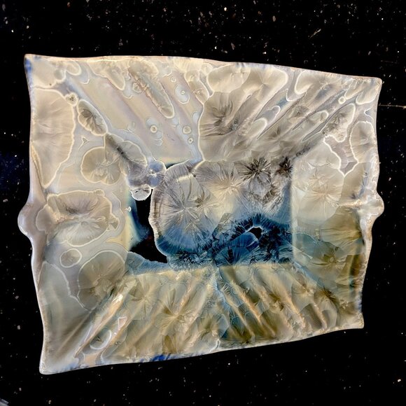 Vintage Bill Campbell Pottery Platter Plate Dish Flambeaux Crystalline Glaze - Picture 1 of 7